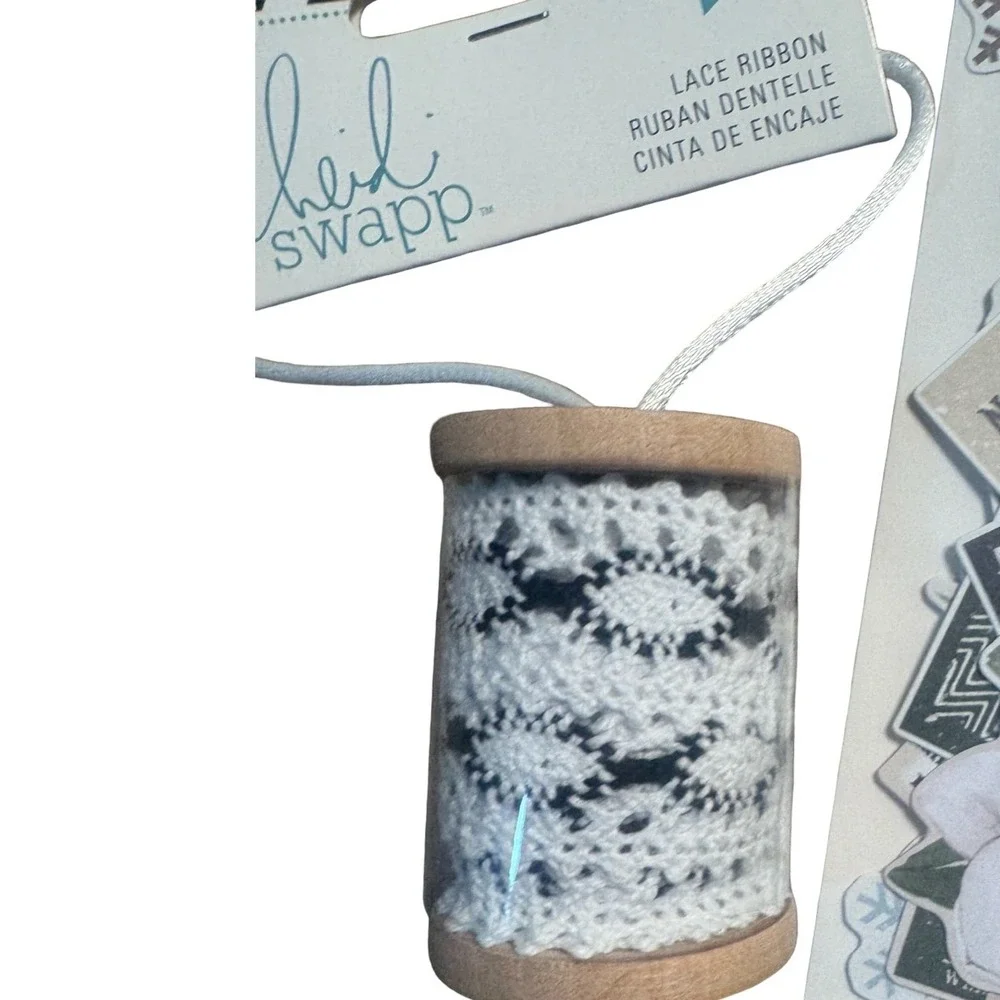 Simple Stories Heidi Swapp Ephemera Lace Ribbon Set White Good Winter Crafting